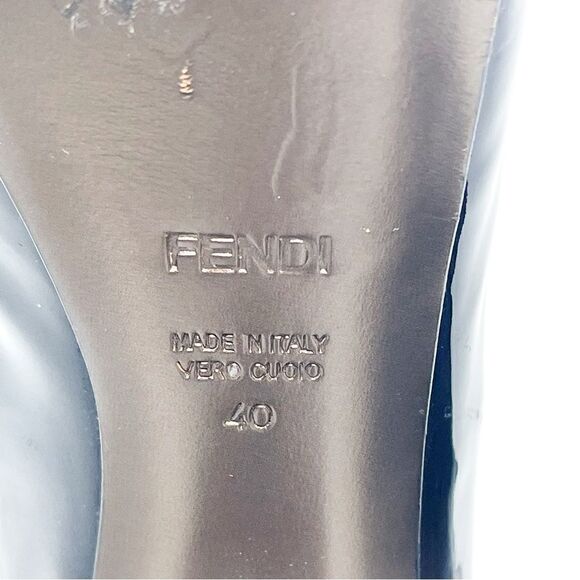 🍋 Fendi • Women’s Black Patent Peep Toe Cutout Platform Pumps Size 40EU - Picture 7 of 9